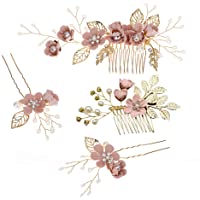 Los mejores  - STOBOK 4pcs Pernos del Pelo de la Perla del Rhinestone del Peine del Pelo de la Boda para el Casco Nupcial de la Boda de…